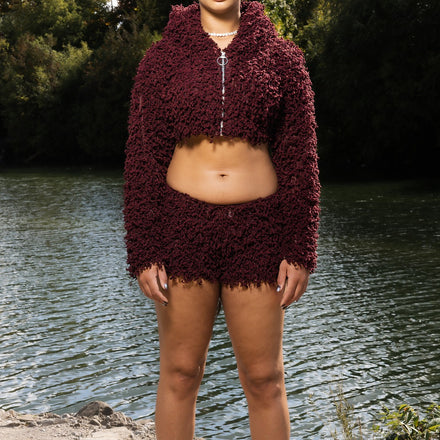 Ghilie Cropped Zip Maroon