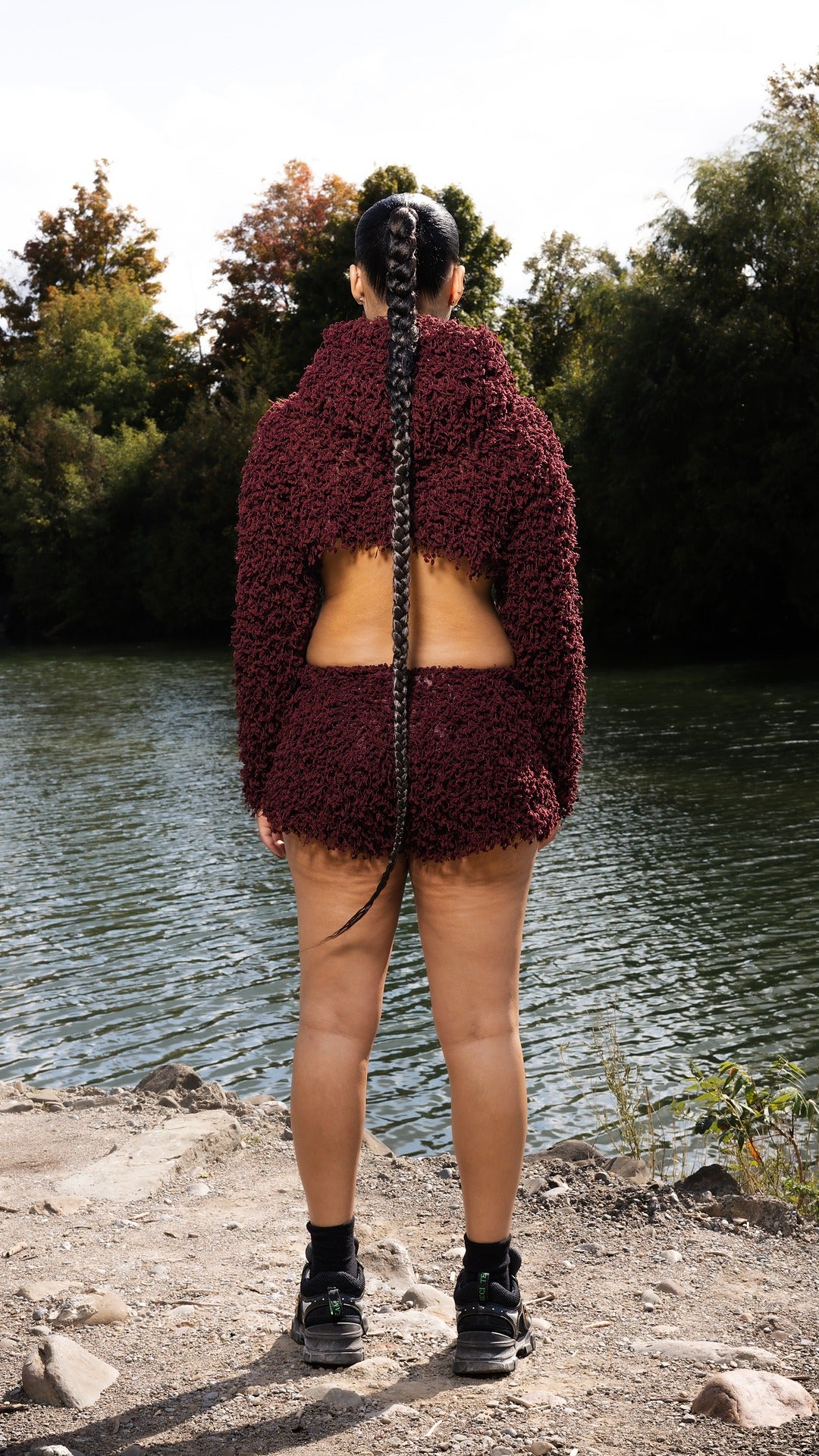 Ghilie Cropped Zip Maroon